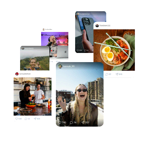 Rotating social media posts collage